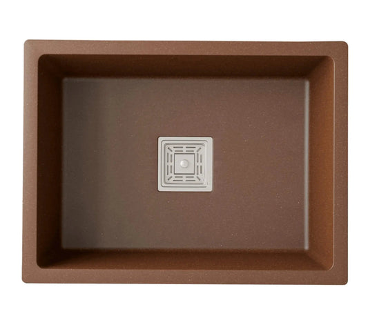Fossa 24"x18"x9" inch Quartz Single Bowl Kitchen Sink ( Brown )