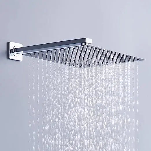 Fossa Rain Overhead Shower Square 304 Stainless Steel Rain Showers Overhead Wall Mounted, With  Arm