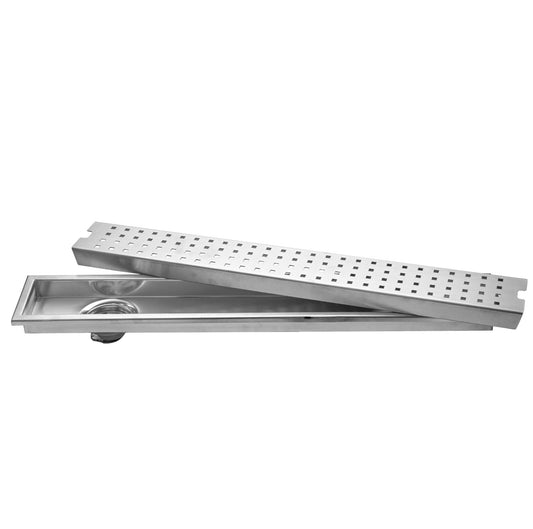 Fossa 24"x4" Shower Ultra Brushed Drain Side Hole Rectangular Floor Drain