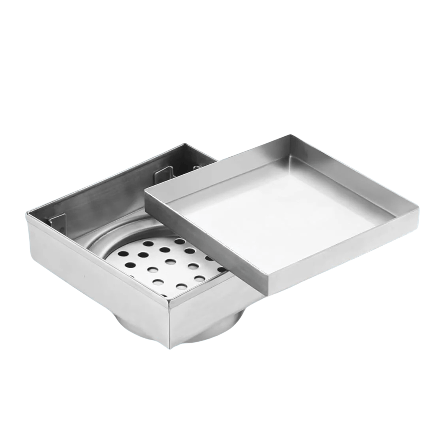 Fossa Marble 6"x6" Inch Square Floor Drain, 304 Grade Stainless Steel, for Bathroom Grating Square Floor Drain Jali, (Matte Finish)