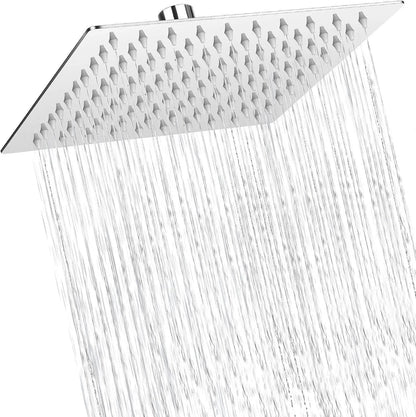 Fossa Rain Overhead Shower Square 304 Stainless Steel Rain Showers Overhead Wall Mounted, With  Arm