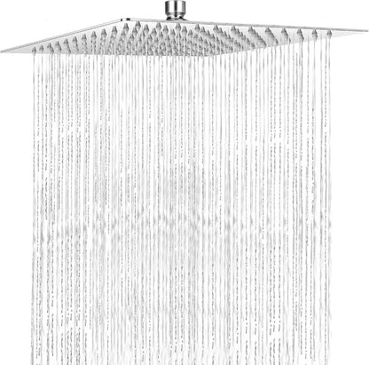 Fossa Rain Overhead Shower Square 304 Stainless Steel Rain Showers Overhead Wall Mounted, With  Arm